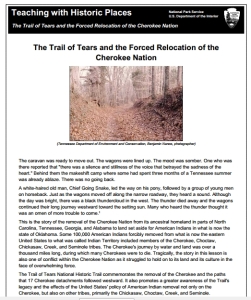 Trail of Tears Cherokee Forced Relocation Lesson, Grades 5-HS